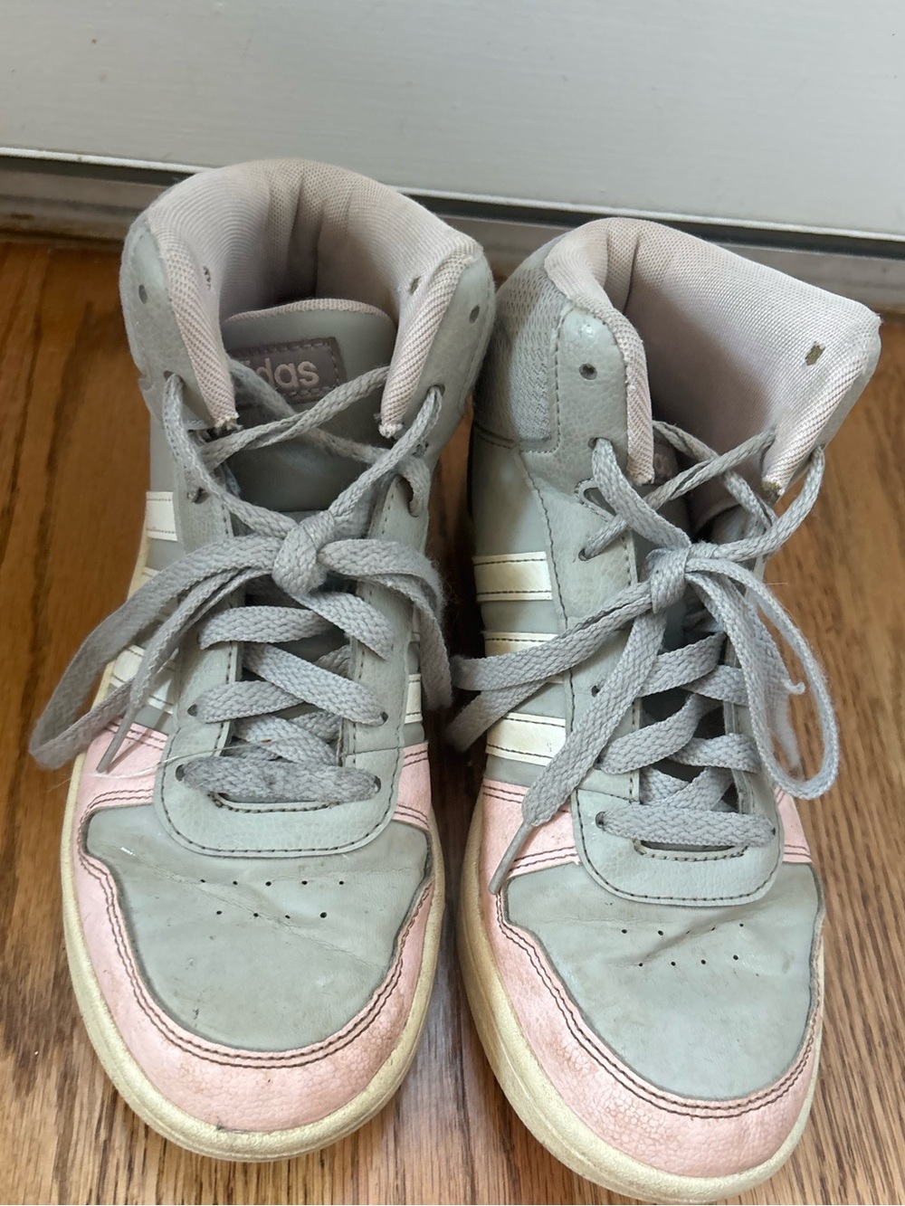 adidas Kids Gray and Pink High-Top Sneakers size 4